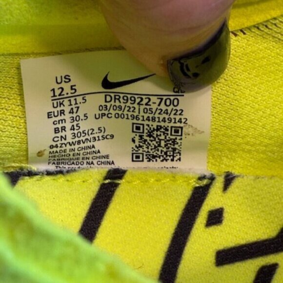 Nike Air Max 2022 Volt Yellow Foam Men's Shoes Size 12.5 - Picture 4 of 6